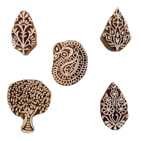 Set of 5 Piece New Mix Wooden Printing Blocks